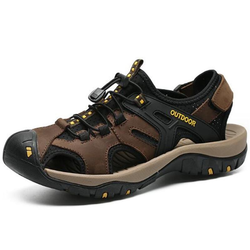 New Men Shoes Genuine Leather Men Hiking Sandals Summer Men Causal Shoes Beach Sandals Man Fashion Non-slip Outdoor Sneakers