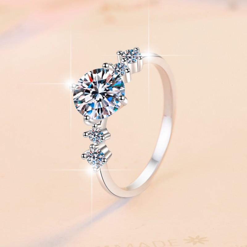 D Color 1CT Moissanite Engagement Diamond Ring Wedding Ring Gift for Girlfriend Female Model S925 Sterling Silver Four Claws