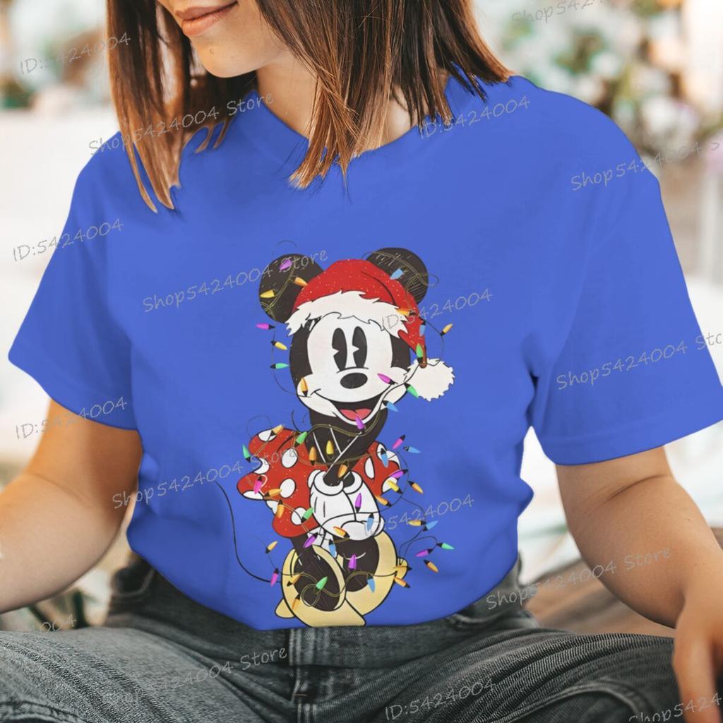 Women Men Mickey Minnie Christmas Shirt Cartoon Graphic Merry Christmas Couple Matching Tshirts