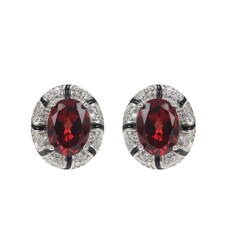 Natural Color Treasure Crystal Stone Topaz Earrings S925 Sterling Silver Non-fading Stud Earrings Women's Garnet Olivine Elegant Women's Jewelry