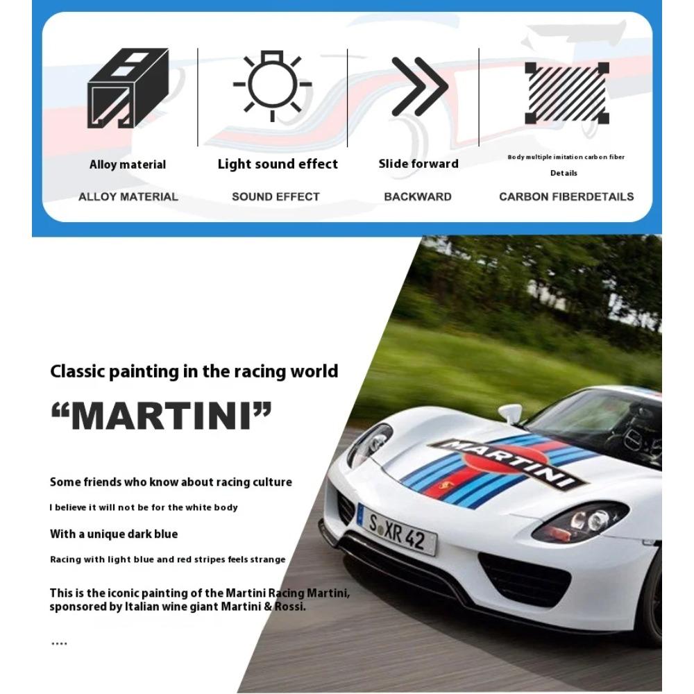 1/18 Porsche 918 Martini Lackiert Limitierte Edition Legierung Druckguss Modellauto Sammlung von Hobby-Ornamenten Ton & Licht Serie Geschenk