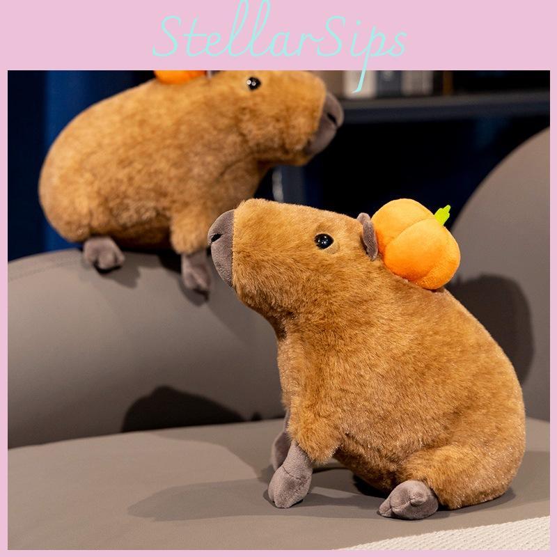 Pumpkin Plush Capybara Toy Stuffed Animal Doll Decoration Gift 30cm Collectors
