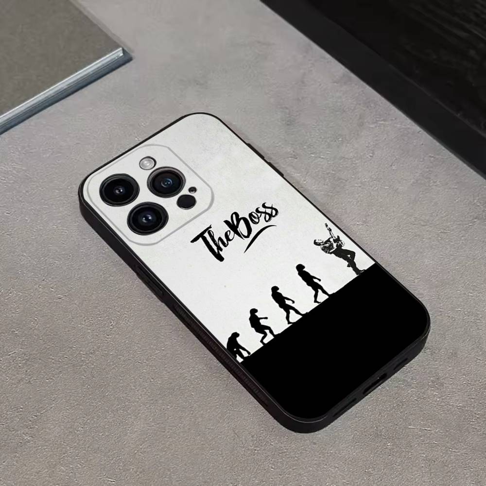 Bruce Springsteen Phone Case For iPhone 16,15,14,13,12,11 Plus,Pro Max,XS,X,XR,SE,Mini,8,7,Soft Silicone Black Cover