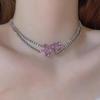 Korean Light Luxury Rhinestone Flower Necklace - Elegant Short Style for a Chic Look