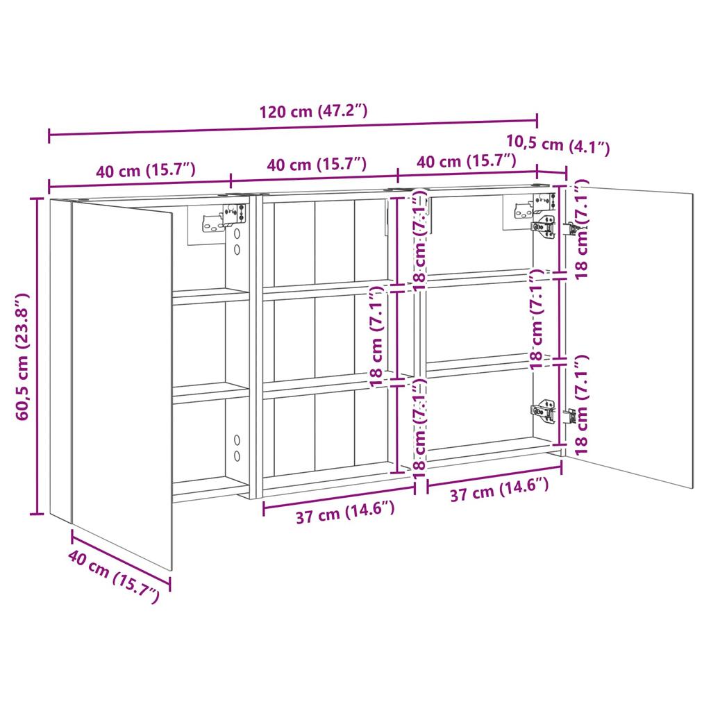 Bathroom Cabinet Set 3 Pcs 120 X 10.5 X 60.5 Cm Engineered Wood