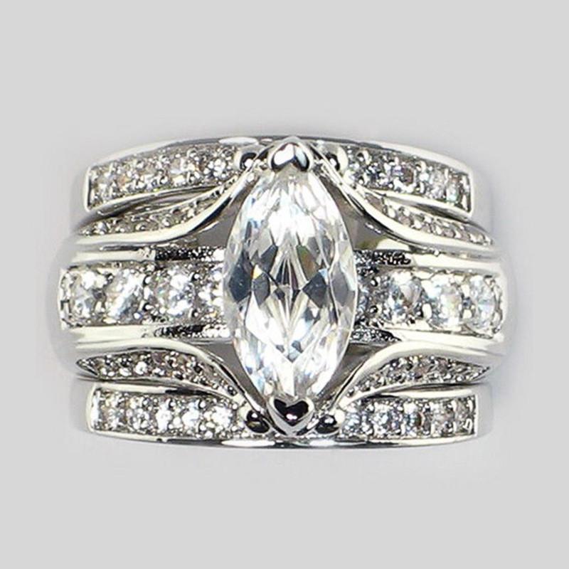 Coppers Set Women Rings with Marquise Cubic Zirconia Luxury Trendy Engagement Wedding Party Female Jewelry New