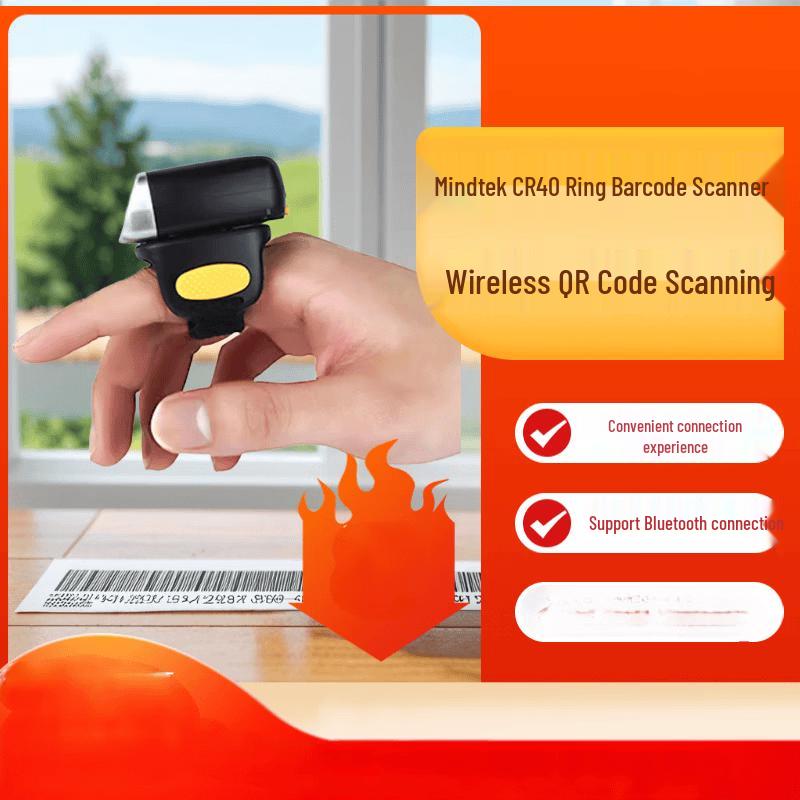 MINDEO CR40 Finger-Ring Wireless Barcode Scanner CR40-1D (1D Scanning)
