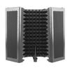5 Panels Foldable Studio Microphone Isolation Shield Acoustic Foam Sound Absorbing For Recording Live Black 331x1060mm