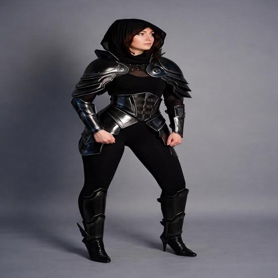 Dark Knight Lady Armor Medieval Warrior Costume, Female Armor Set, LARP Cosplay Outfit, Fantasy Gift for Her.
