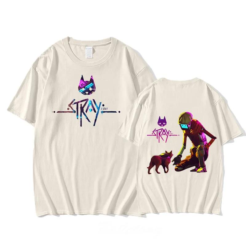 

2025 Cute Stray Cat Tshirt Cartoon Printing Mens Harajuku Kawaii Cotton Tshirt Cartoon Casual Retro Sudaderas Comic Suit 4XL