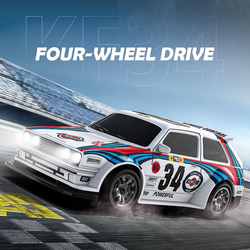 KF34 1/43 High Speed Drift RC Car With Light 2.4G 4WD Remote Control Cars Mini GTR Racing Model For Boys Kids Toy Gifts