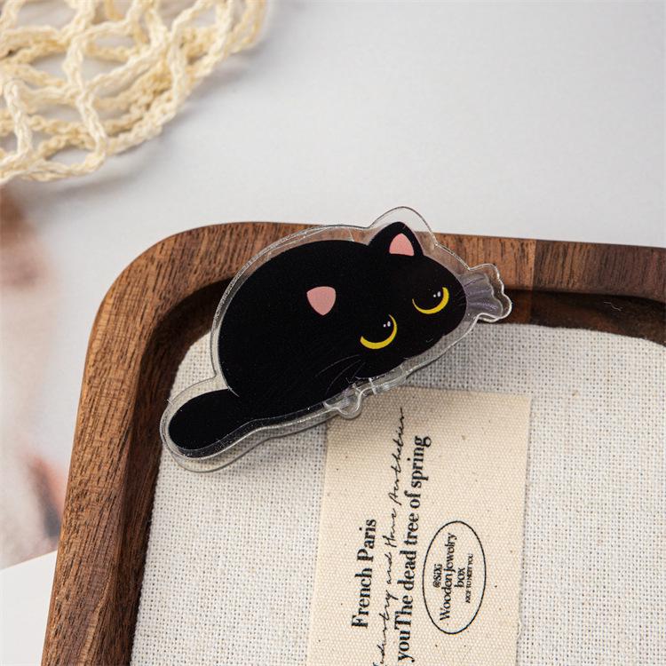 Black Cat Cartoon Double-Sided Acrylic Journal and Snack Sealing Clip