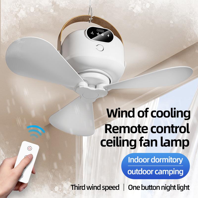Wireless Remote Control Lighting Ceiling Fan Usb Bedside Dormitory Small Hanging Portable Night Light Electric Fan