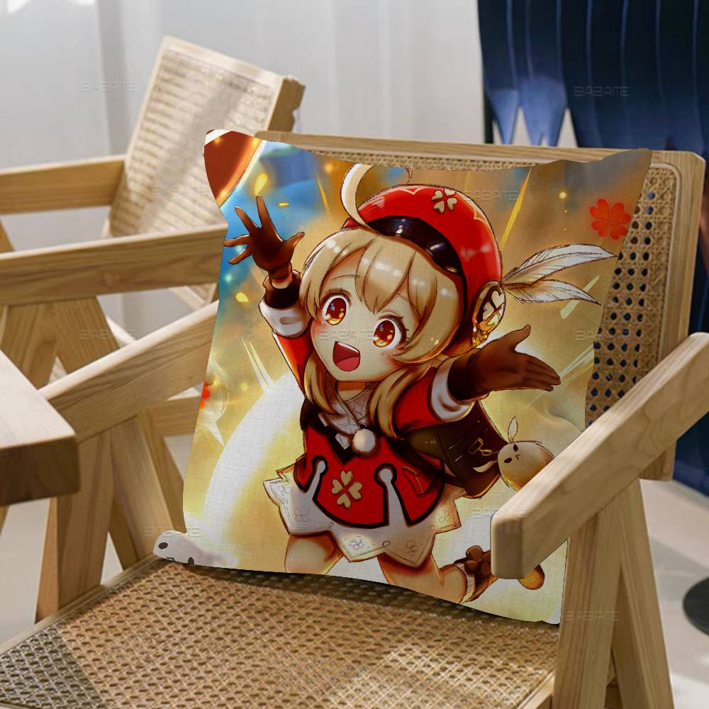 

Klee Genshin Impact Pillowcase Toon Gift Cushion Cover Bedroom Home Sofa Chair Seat Decor Pillow Case 12x12Inch