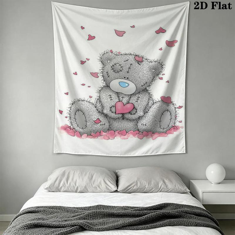 Tatty Teddy Wall Tapestry Aesthetic Wall Hanging Printed Fabric Blanket Decorative Tapestries for Bedroom Living Room Home Decor