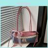 Street Style Small Crossbody Bag With Denim Red Plaid Pattern For Daily Use