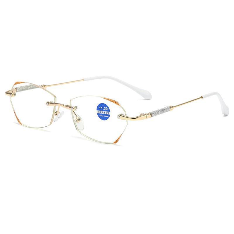 New Diamond Thin Flash Fashionable Reading Glasses Anti-blue Light Ultra-light Frameless for Women