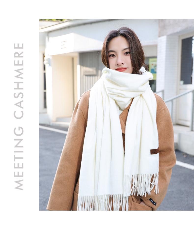 Women's High-End Winter Scarf: Fresh Solid Color Neck Warmer and Thickened Shawl