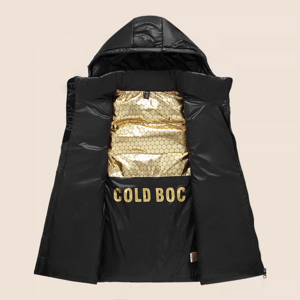 Vinter Plus Size dunväst med huva för feta män Lös vit ankdun svart guld väst 4XL-12XL