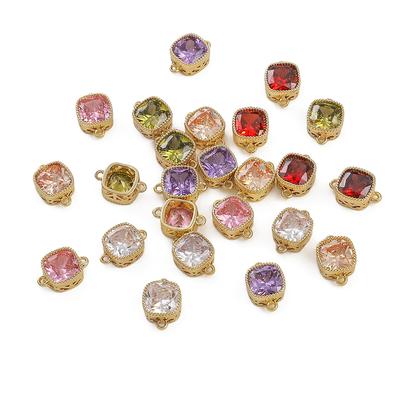 1 pz/borsa Ciondoli pendenti a forma quadrata intarsiati in rame dorato con zircone, per accessori fai da te per la creazione di gioielli