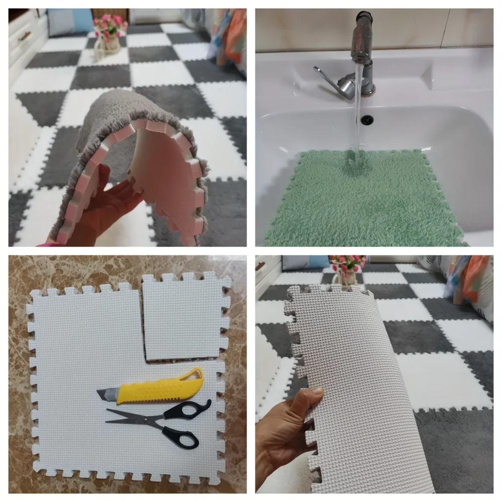 24PCS Solid interlocking foam mat - non slip EVA bedroom crawl floor mat living room decorative carpet