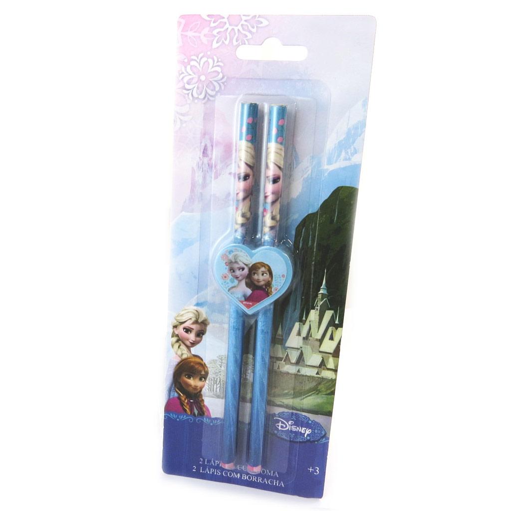 Frozen [N6372] - Set of 2 Pencils + Eraser 'Frozen' Pink Blue