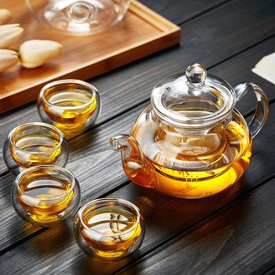 400ml-1000ml High Borosilicate Glass Flower Tea Pot Filterable Heat-resistant Thickened Glass Tea Pot Home Office Glass Teaware