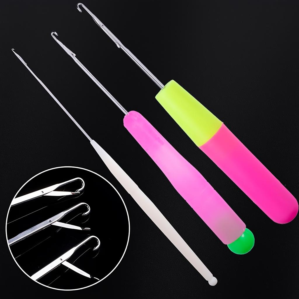 3pcs 1.3+3.5+5 Tongue Crochet Hook Handmade Sweater Small Size with Tongue Home Use Extra Fine Hook Needle for Hair Extensions and Dirty Braids