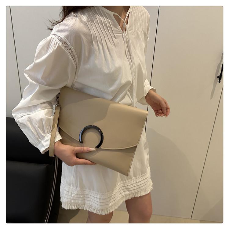 Vintage Damen Umschlag-Clutch-Tasche PU-Leder Große Kapazität Handtasche Mode Halbmond-Schnalle Umhängetasche Elegante Crossbody-Tasche Abendtasche