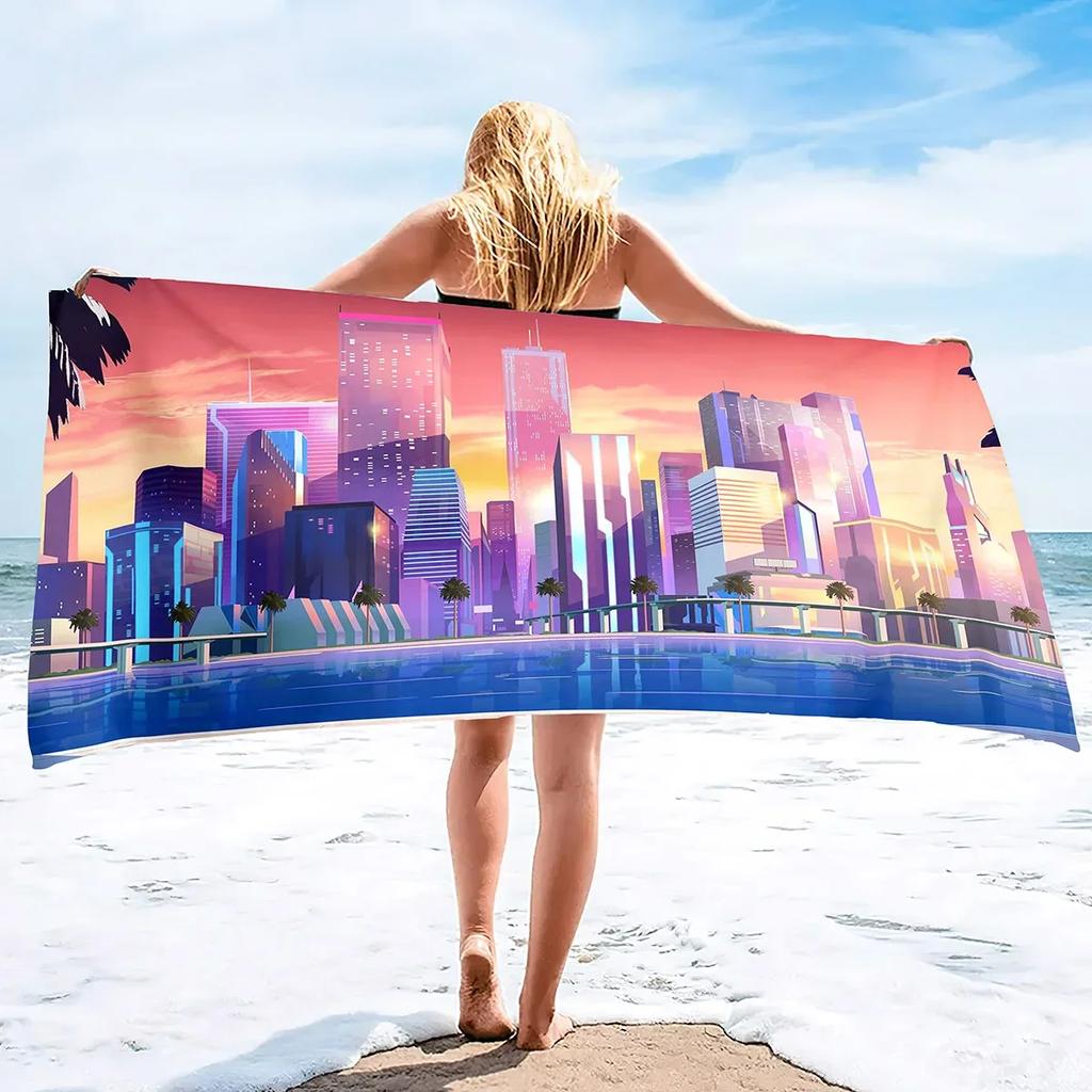 Neon Palms Beach Towel Quick Fast Dry Sand Free Proof Extra Large Big Outdoor Travel Swim Micro Fiber Blanket for Women Men