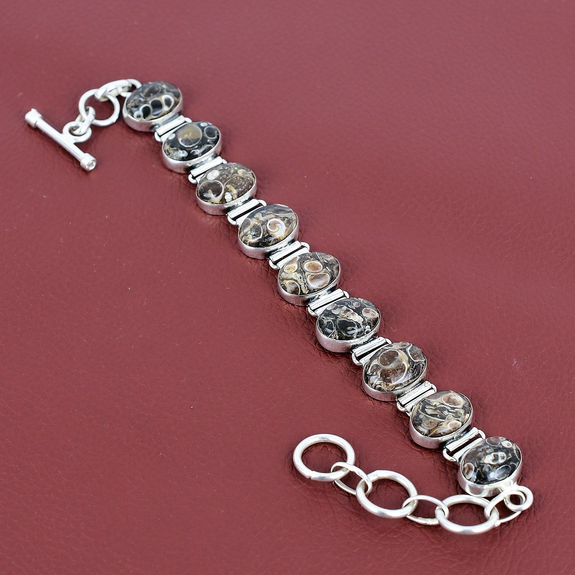 Turritella agate bracelet gemstone jewelry 925 sterling silver bracelet adjustable chain handmade bracelet brand new jewelry gifts for women Adjustable