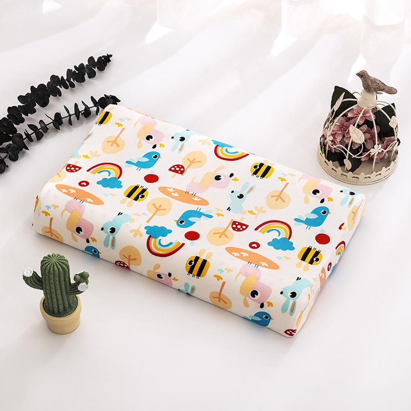 Natural Children Latex Pillow Soft Cotton Cartoon Kids Neck Support Gift For Toddler Preschool Baby Bedding