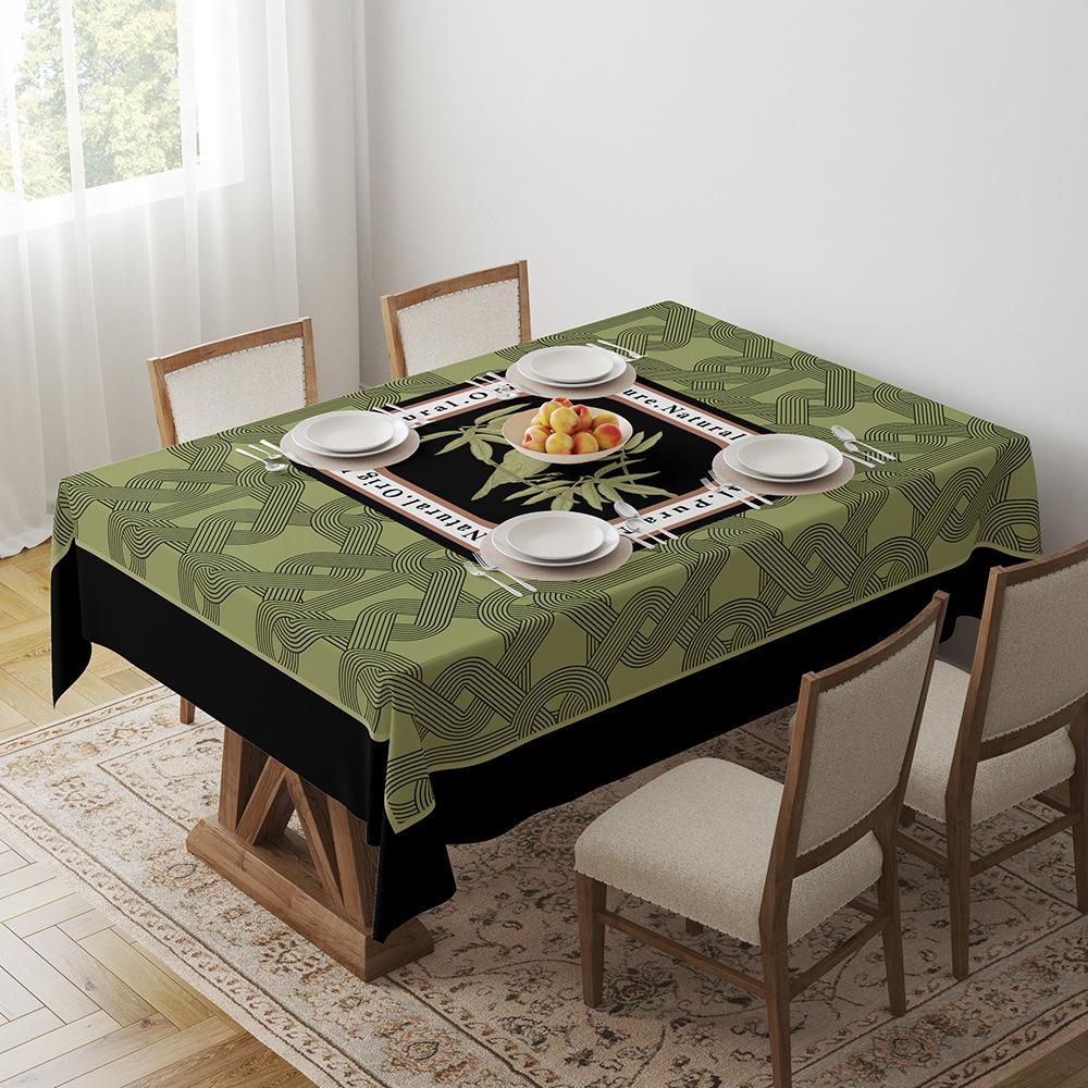 Green Tablecloth Geometric Light Luxury Dining Table Coffee Table Desk Decorative Tablecloth Tablecloth Outdoor Picnic Towel