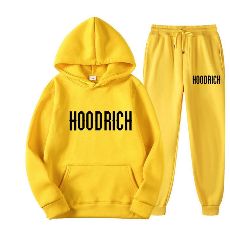 Mens Hooded Tracksuit Set Long Sleeve Sweatshirt Pants Casual Sportswear