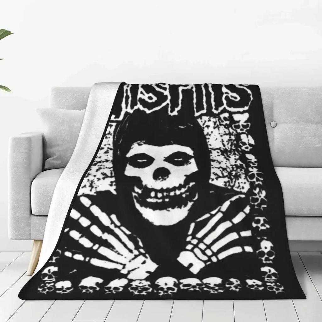 Misfits Rock Band Kötött Takaró Flanel Dobó Takaró Hálószoba Kanapé Nyomtatott Könnyű Ágytakarók