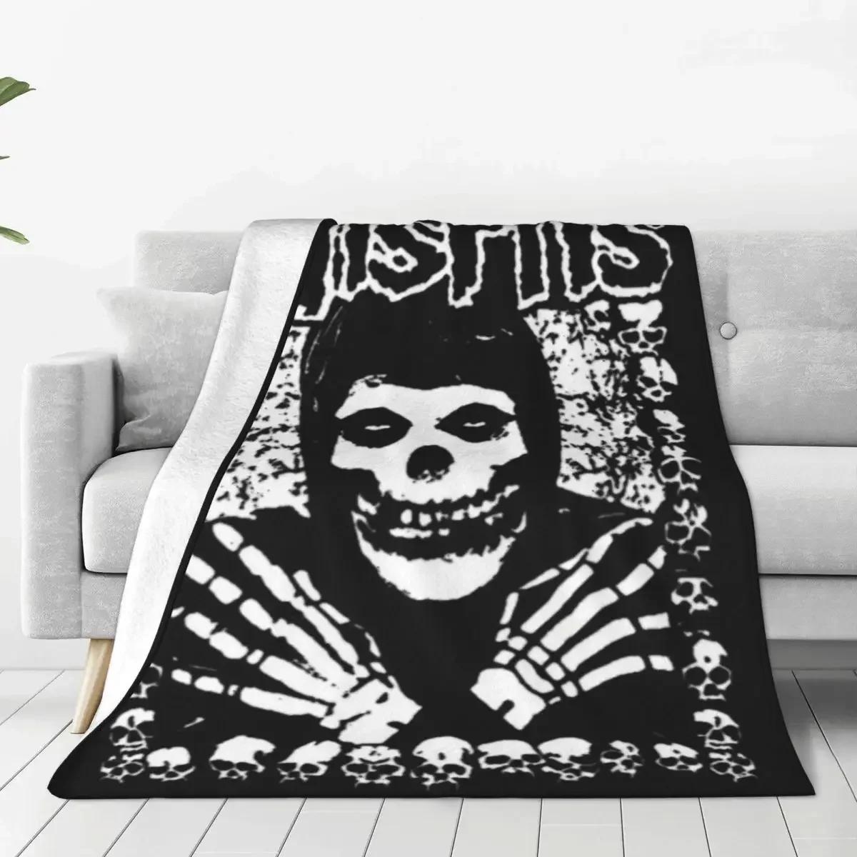 Shunika Chen Unisex Misfits Rock Band Knitted Blanket Flannel Throw Blanket Bedroom Sofa Printed Lightweight Bedspreads