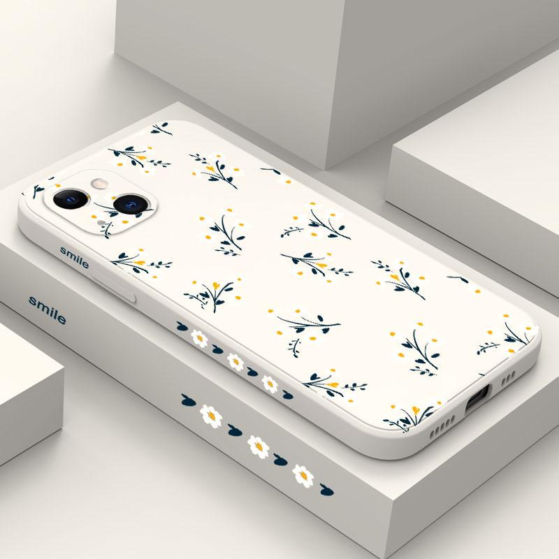 Korean Style Small Floral Phone Case for iPhone 17 16 15 14 13 12 11 Series Pro Max Plus Double Layer Protection