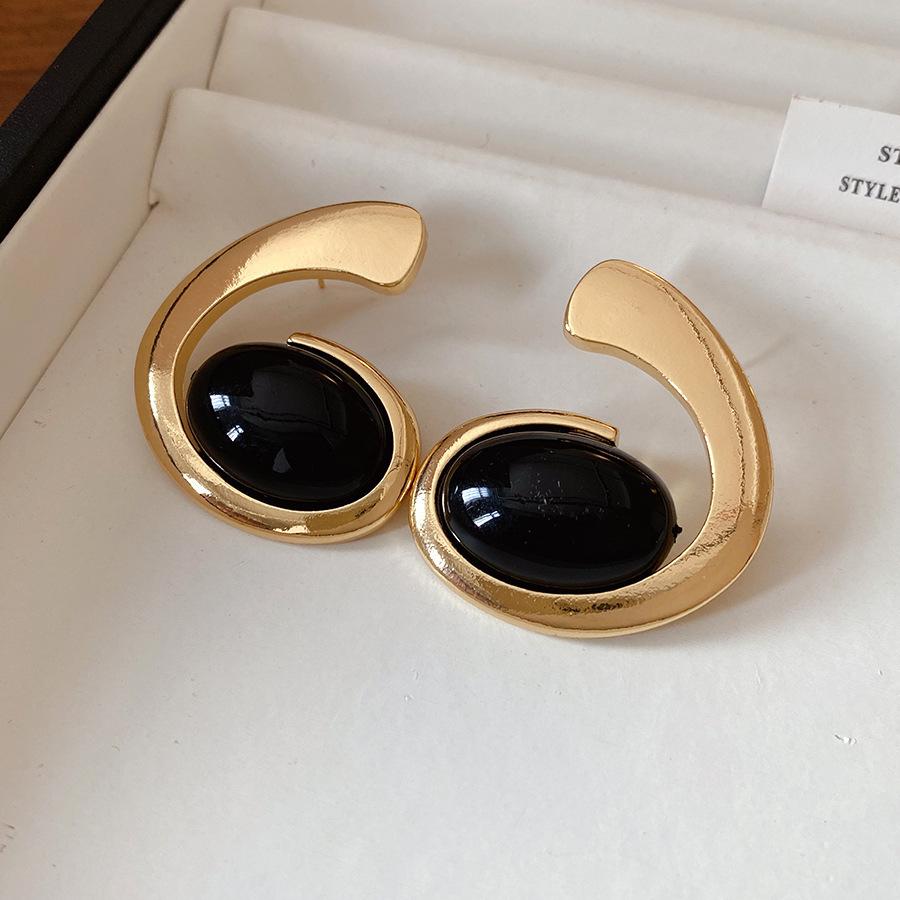 Boucles d'oreilles pour femmes en résine rouge vintage, boucles d'oreilles à clous, boucles d'oreilles ovales géométriques grandes de luxe, bijoux d'oreille pour fête, mariage