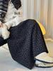 Louvre Winter Retro Floral Wool Tweed A-Line Midi Skirt for Women