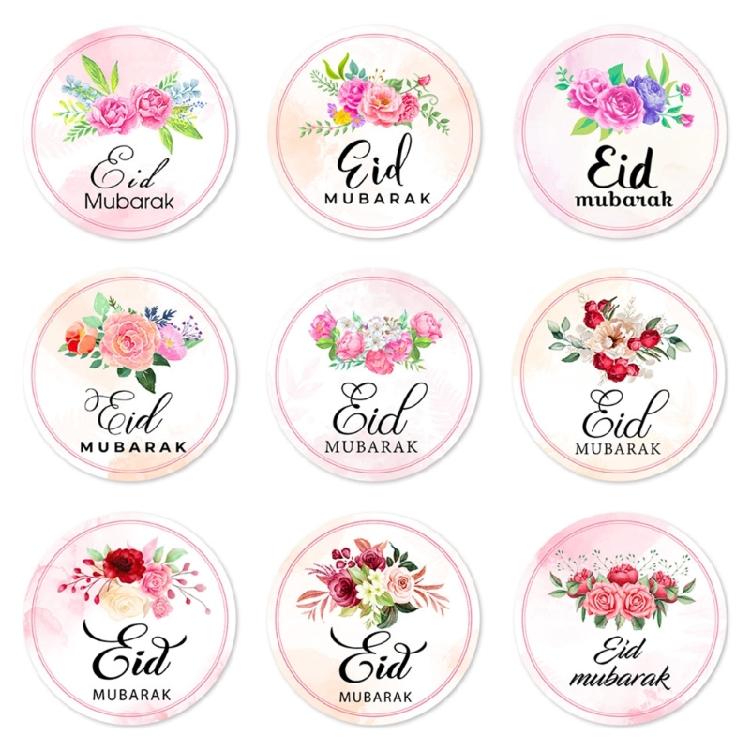 90 Counts Eid Mubarak Wrapping Sticker 40mm Round Wrapping Label for Laptops Phone Case Seal Envelope Card Decoration