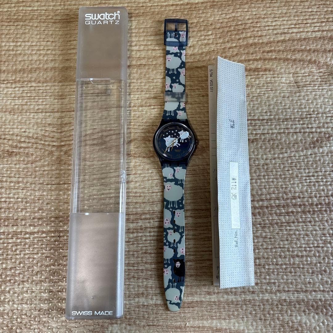 Used Swatch GK711 BLACK SHEEP Junk item Vintage