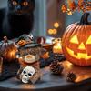 Halloween Highland Cattle Statue Resin Figurine Brown Cattle Statue Spider Pumpkin Highland Cow Figurines Table Shelf Decor