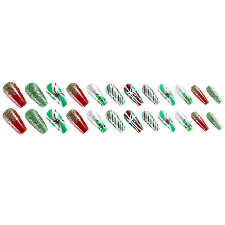 24pcs Reusable Press On Nail Christmas Design With Adhesive Gel And Emery Board Easy Application Fake Nail For Parties