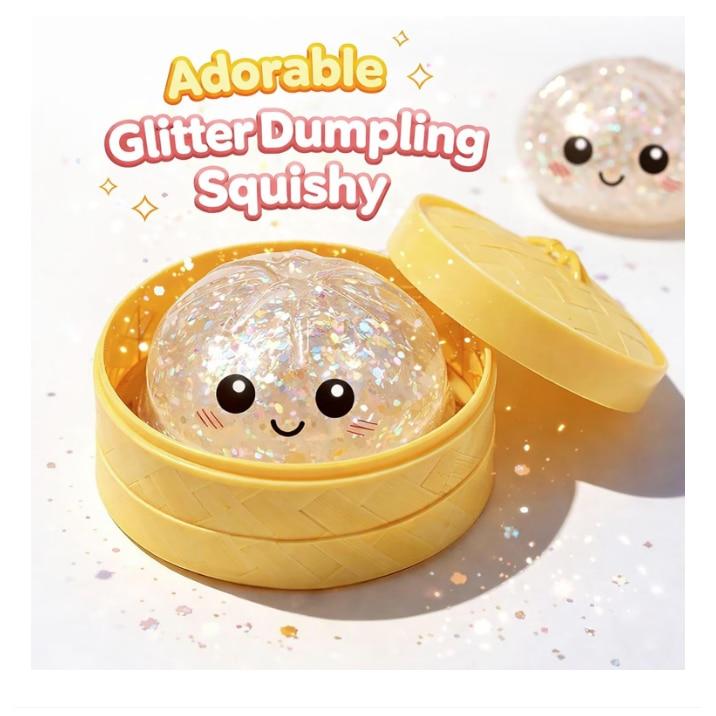 Kids Interactive Toy Squishy Glitter Dumpling, Cute Design, Multicolor, 10x10cm