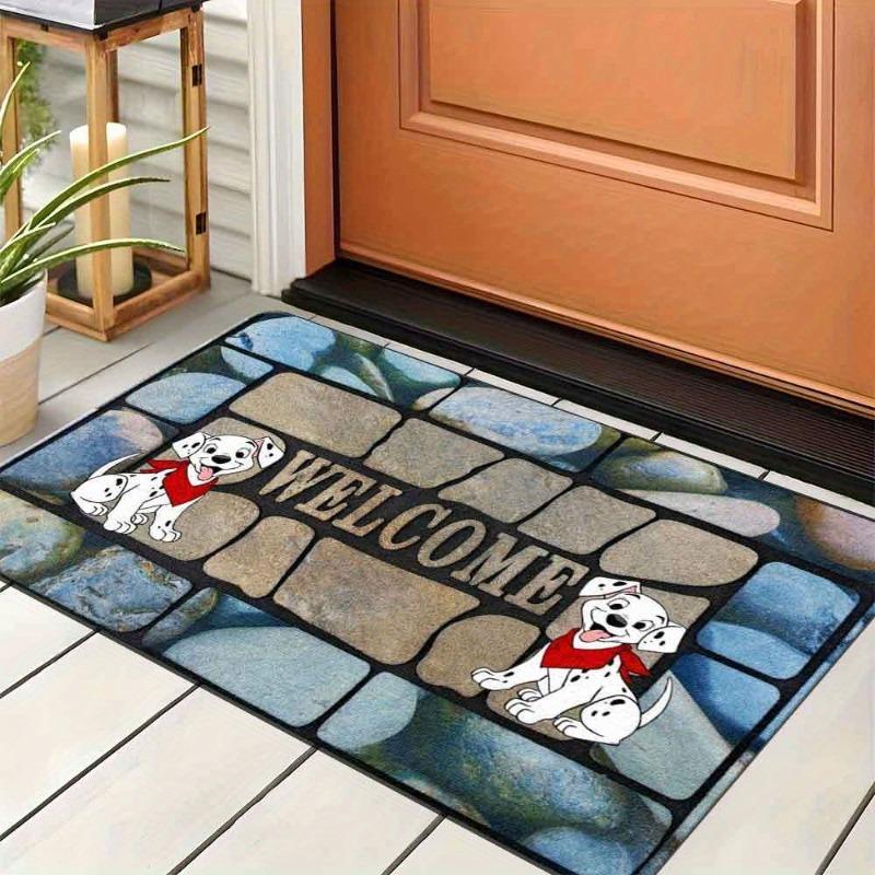 Disney Dalmatians Welcome Doormat Mat with Fun Cartoon Dog for Home Entry Bedroom and Bathroom Doors Hand Bathroom Mat