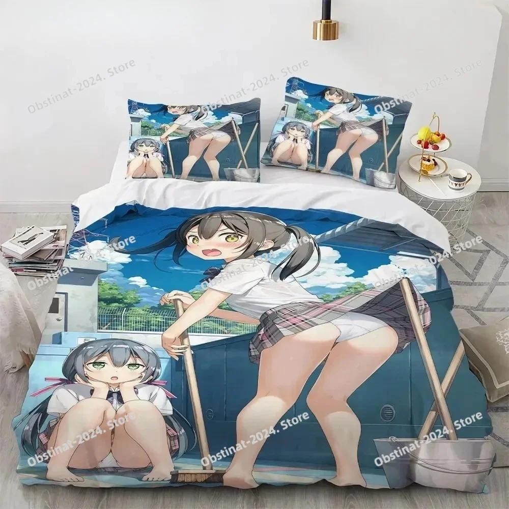 Kawaii Anime sexy Girl Bedding Set Printed With Pillowcase Bed Duvet Cover Single Double Queen Super King Size Boys Girls Adults