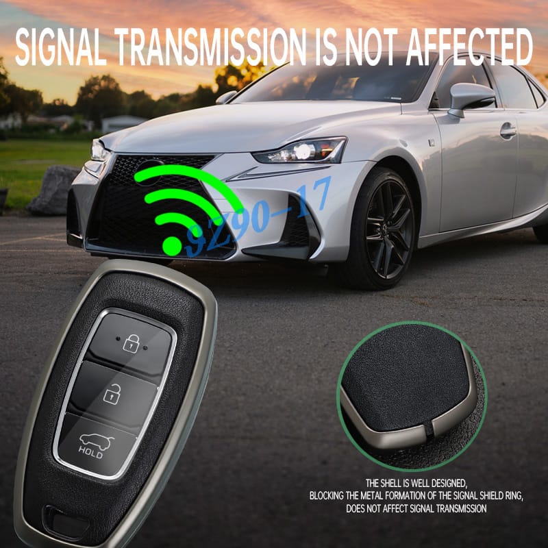 Metal Leather Car Key Fob Case Cover Keychain Fob Protector Compatible With Hyundai Elantra Gt Palisade Venue Santa Fe Veloster