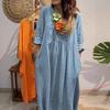 Green Loose Fit Long Dress with Pockets, Casual Flowy Maxi Dress In Multiple Colors
