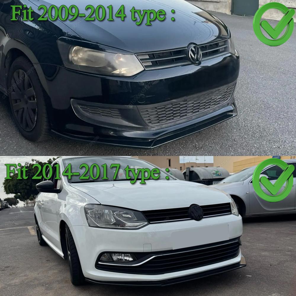 2Pcs Front Bumper Lip Diffuser For VW Polo MK5 6R 6C TDI TSI 2009-2017 Splitter Chin Retrofit Body Guard Kits Tuning Accessory