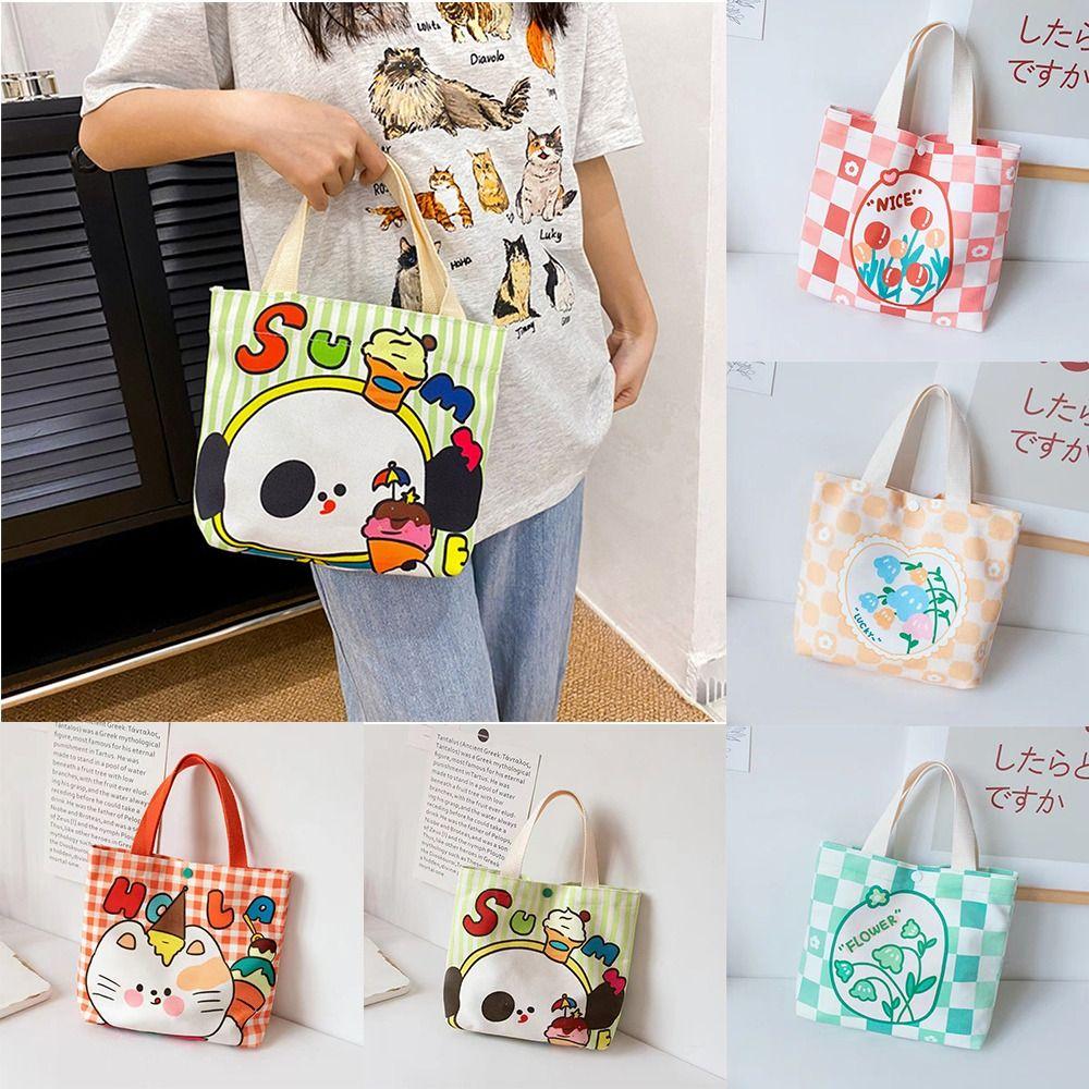 

Tulip Flower Shoulder Bag Dog Cartoon Canvas Handbag Tote Bag Girls Red Flower